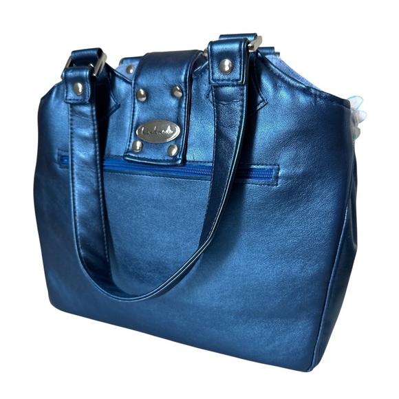 Handmade Floral Blue and Purple Women's Bag - Picture 4 of 8